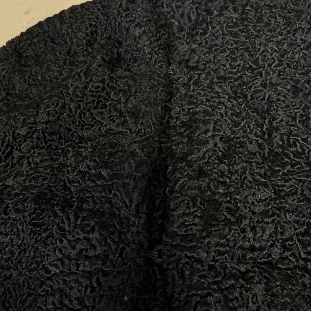 Vintage B Siegel Co Black Curly Persian Lamb Fur Coat Jacket Shawl Collar - Picture 8 of 9